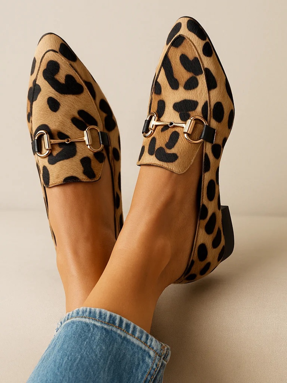 NWT Leopard Print Women's Loafers with Horsebit Accent